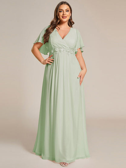 Darnika short sleeve chiffon evening or bridesmaid dress - Bay Bridal and Ball Gowns