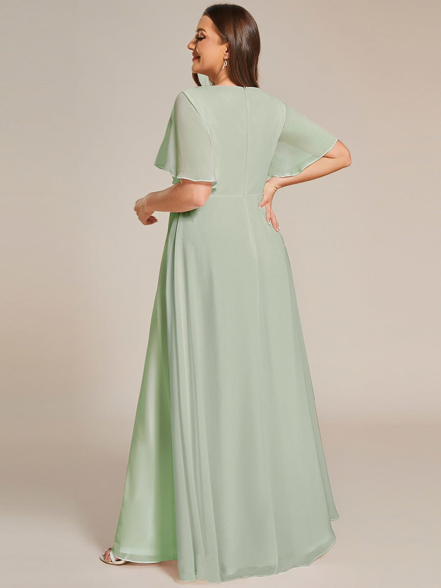 Darnika short sleeve chiffon evening or bridesmaid dress - Bay Bridal and Ball Gowns