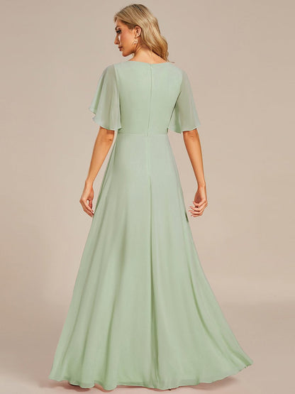 Darnika short sleeve chiffon evening or bridesmaid dress - Bay Bridal and Ball Gowns