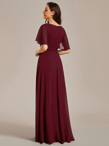 Darnika short sleeve chiffon evening or bridesmaid dress - Bay Bridal and Ball Gowns