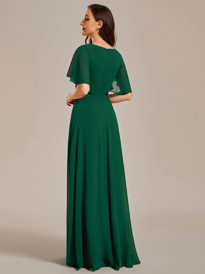 Darnika short sleeve chiffon evening or bridesmaid dress - Bay Bridal and Ball Gowns