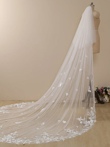 Roycebridal Delicate Flower Lace Cathedral Veil Bridal Veil Wedding Veil