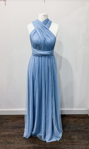 Roycebridal Simple Multiway Infinity Dusty Blue Bridesmaid Dress for Weddings