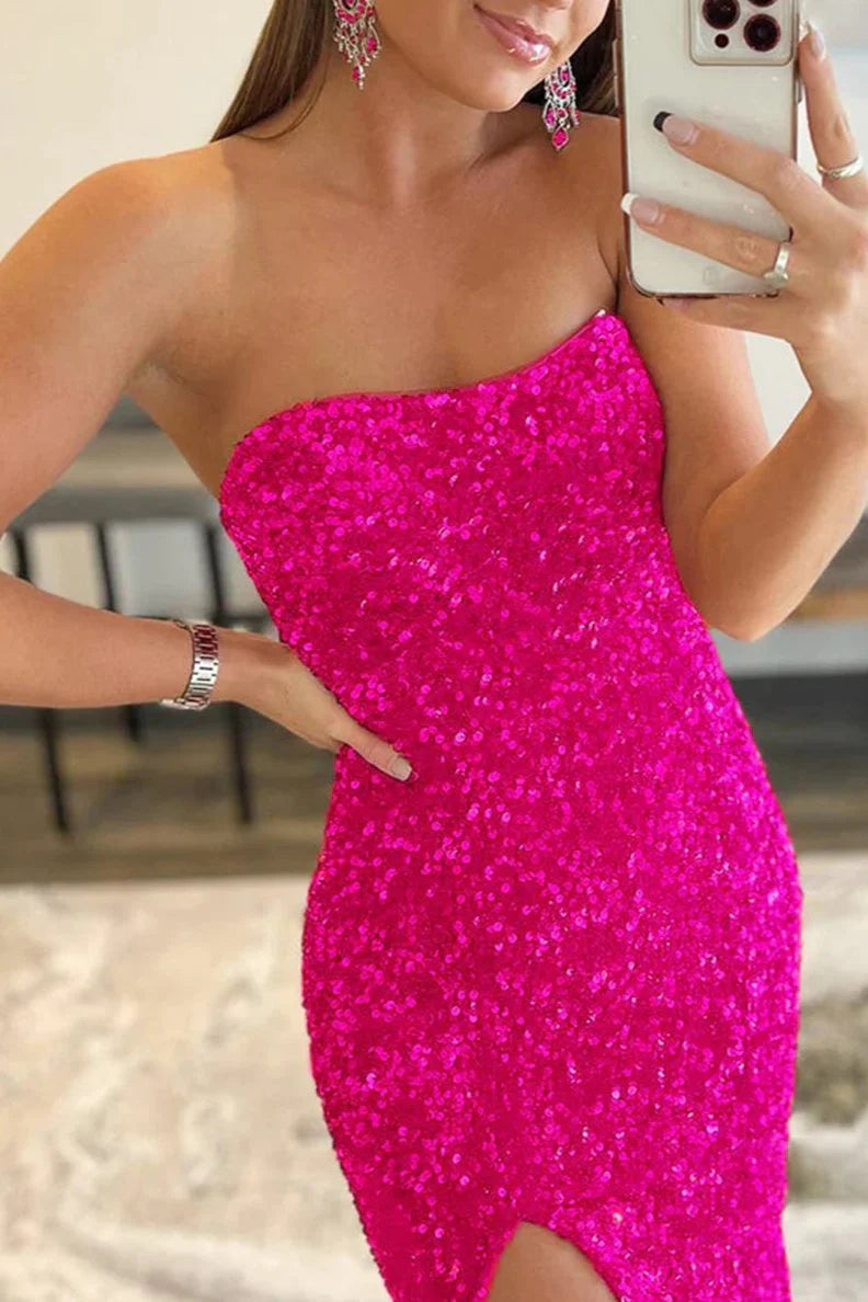 Abito da ballo a sirena con perline con paillettes a cuore