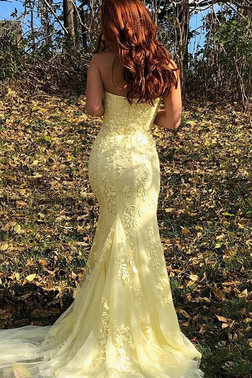Roycebridal Camryn |Mermaid Strapless Lace Long Prom Dress with Slit
