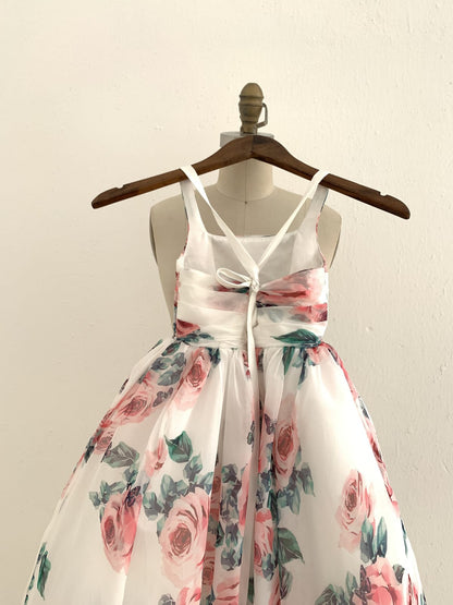 A-line Floral Print Chiffon Straps Corset Back Wedding 
