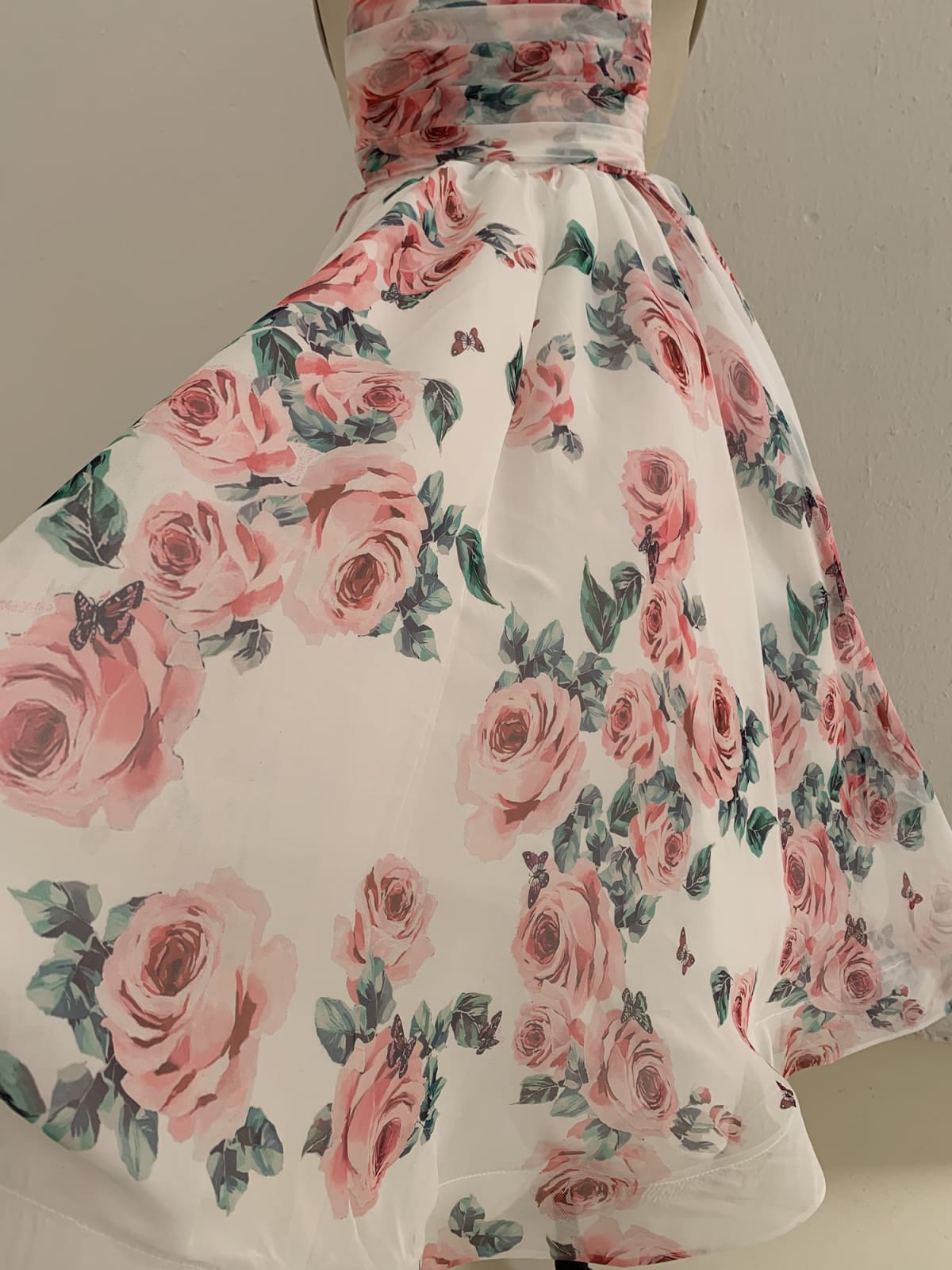 A-line Floral Print Chiffon Straps Corset Back Wedding 