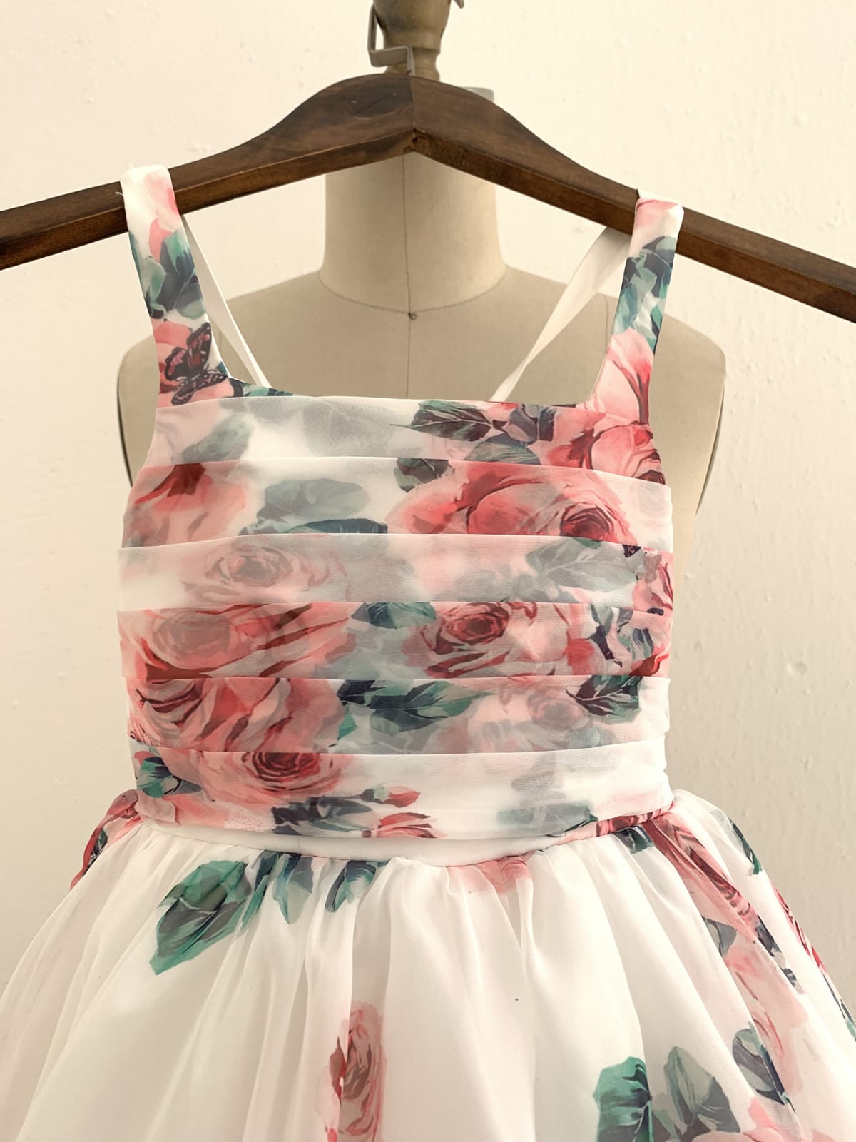 A-line Floral Print Chiffon Straps Corset Back Wedding 
