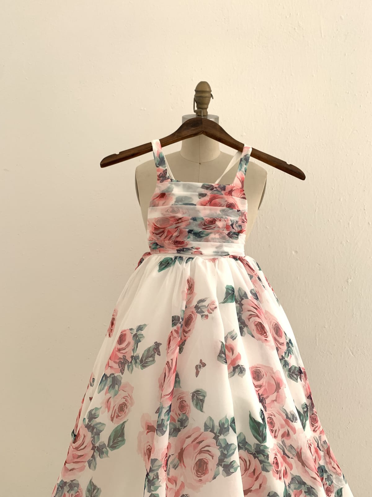 A-line Floral Print Chiffon Straps Corset Back Wedding 