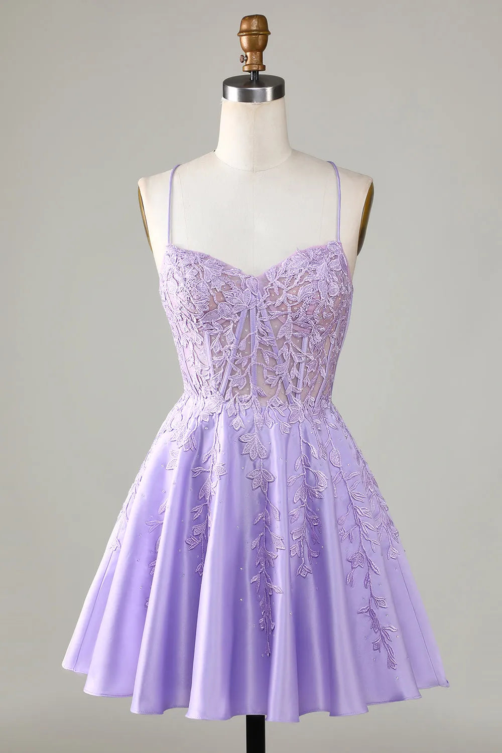 Gorgeous A Line Spaghetti Straps Royal Blue Corset Homecoming Dress with Appliques