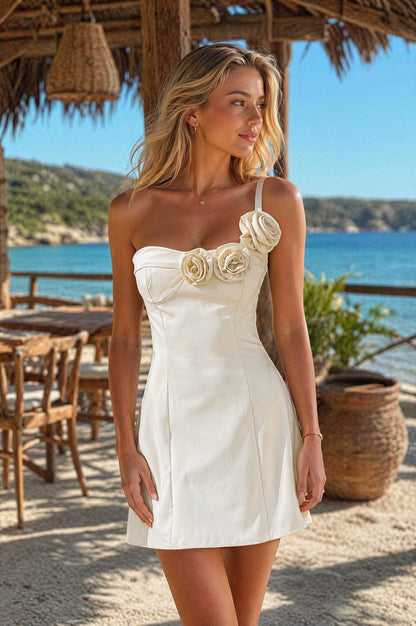 Vestido de novia mono de satén boho escote corazón fuera del hombro personalizado