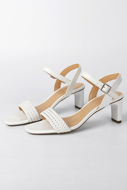 Roycebridal Outdoor Sandals Peep Toe Chunky Heel Fashion Shoes With Buckle Braided Strap
