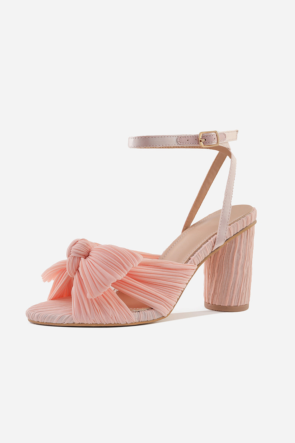 Roycebridal Outdoor Satin Peep Toe Chunky Heel Shoes With Buckle Bowknot