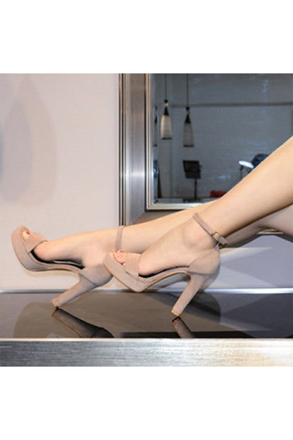 Roycebridal Party Peep Toe Platform Sandals Suede with Buckle Ankle Strap Evening Fashion Shoes