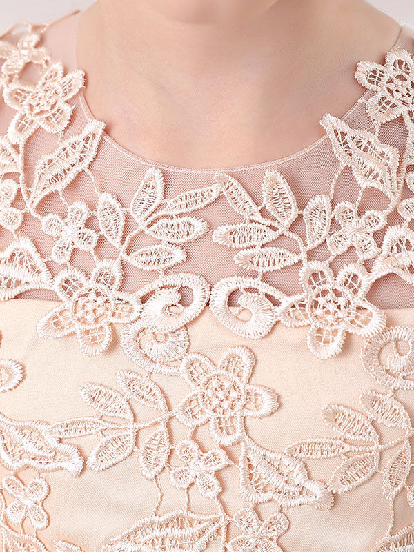 Pink Jewel Neck Half Sleeves Ankle-Length Lace Princess Bows Formal Kids Pageant flower girl dresses-showprettydress