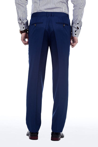 Premium Peak Lapel Navy Blue Three Piece Suits for Men with Double Breasted Vest-showprettydress