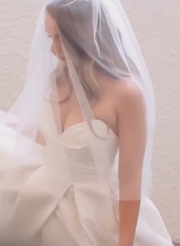 Ivory Sexy Satin Strapless Ruffle A-Line Wedding Dress Customized