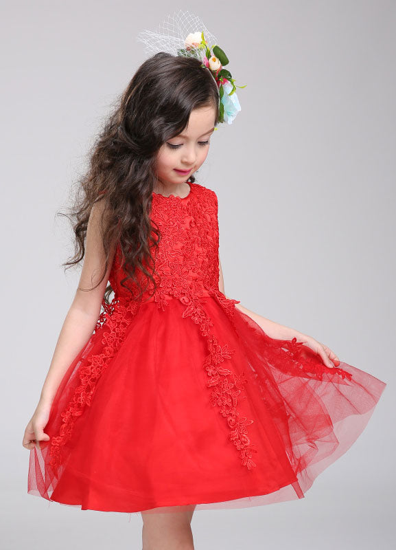 Princess flower girl dress Lace Tulle Short Beading Toddler'S Pageant Dress-showprettydress
