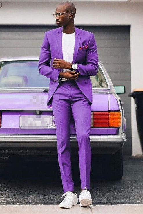 Purple Bespoke Notched Lapel Prom Suits Customized – ROYCEBRIDAL ...