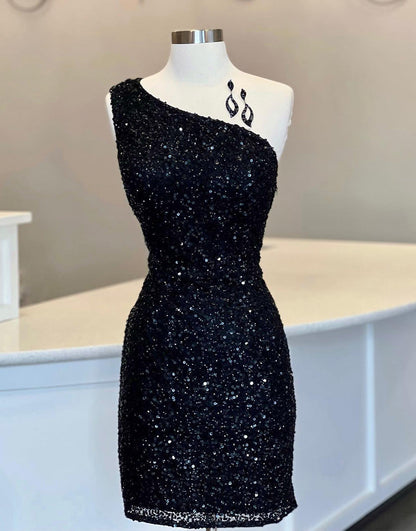 Zelda |Enges, himmelblaues Homecoming-Kleid mit einer Schulter