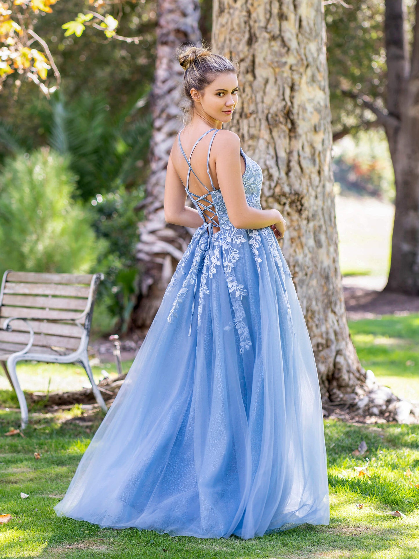Roycebridal A-line Lace Applique Floor Length Tulle Prom Dress