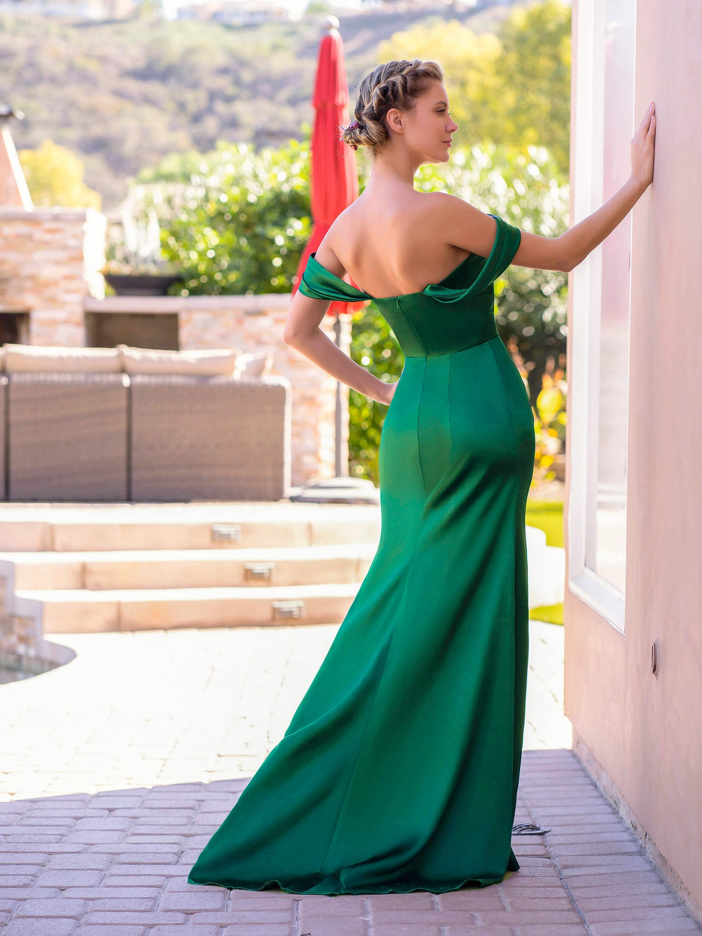 Roycebridal Trumpet/Mermaid Off-the-Shoulder Satin Evening Dress