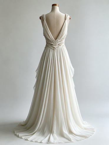 Vestido de Noiva A-Line de Rendas, Manga Curta, Duas Peças, Estilo Boho, Cor Marfim, Personalizado