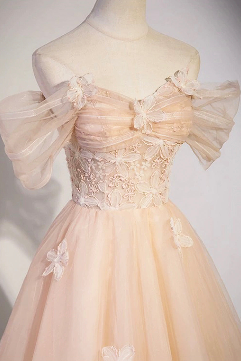 Roycebridal Coraline | Cute Flowers Tulle Long Formal Dresses, Off Shoulder Evening Dresses