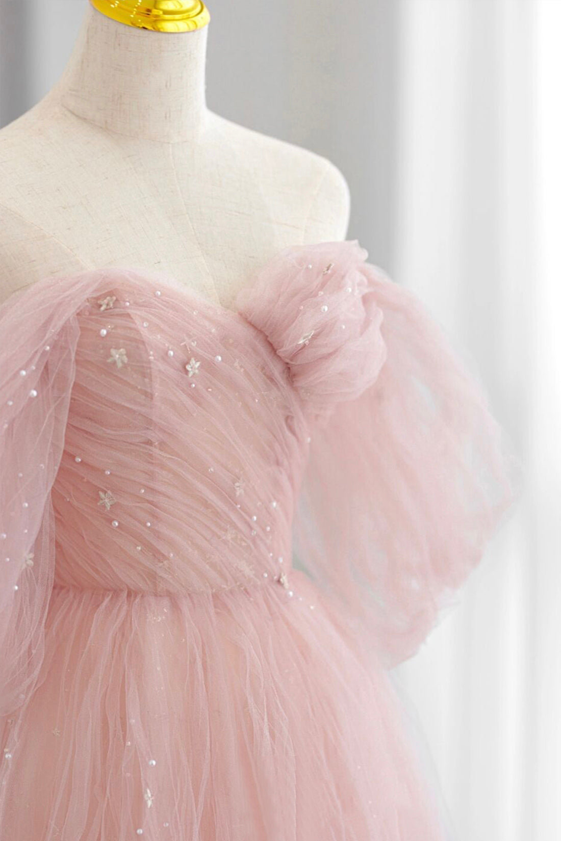 Roycebridal Adalee | Pink Tulle Floor Length Prom Dress, Cute A-Line Evening Party Dress