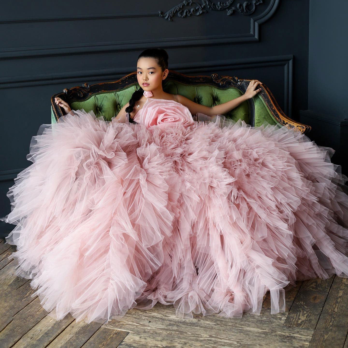 Roycebridal Luxury Pink Girl Dress Handmade Flowers Kids Princess Birthday Wedding Party Children Holy Communion Gown 2025 J039
