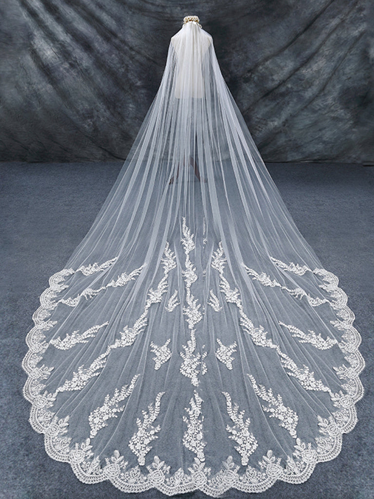 Roycebridal Vintage Floral Lace Cathedral Veil Bridal Veil Wedding Veil