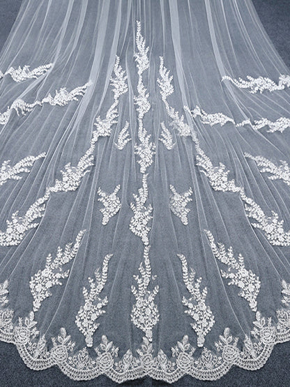 Roycebridal Vintage Floral Lace Cathedral Veil Bridal Veil Wedding Veil