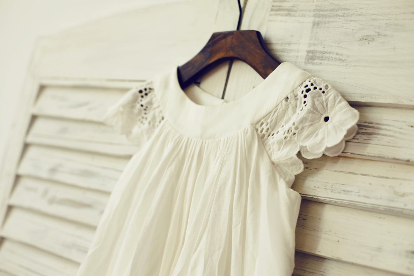 Vintage Ivory Cotton Eyelet Lace Flower Girl Dress with Cap 