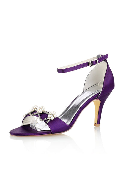 Roycebridal Wedding Shoes Sandals Pump Stiletto Heel Satin With Buckle And Imitation Pearl