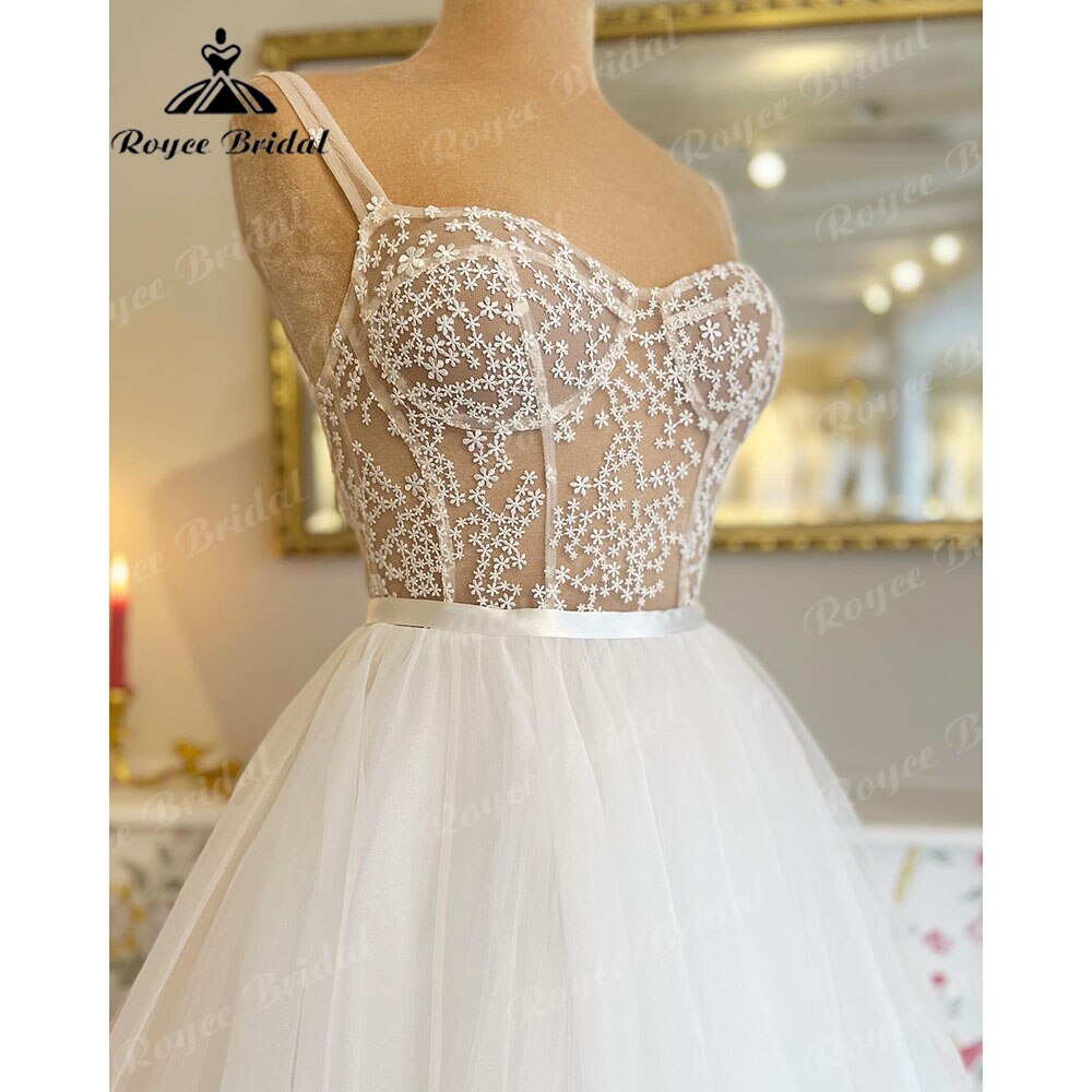 Roycebridal Modern Beach Princess Sweetheart Neckline Wedding Gowns for Women 2025 Bridal Dress Spaghetti Straps suknia slubna
