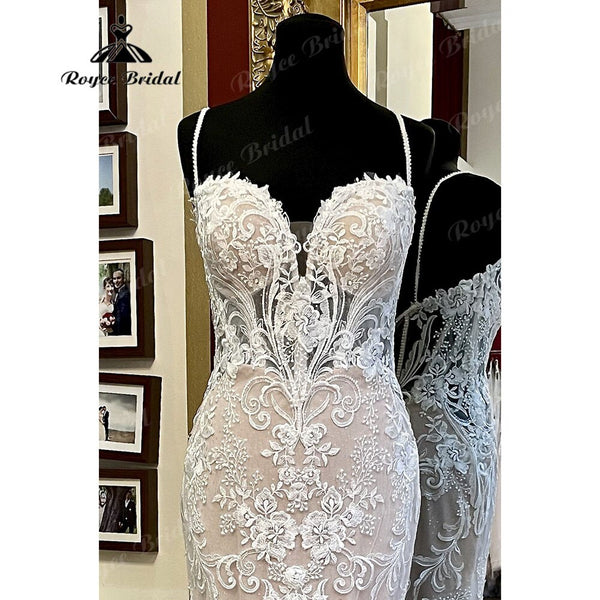 Sexy Lace Mermaid/Trumpet Wedding Dress for Women Bridal Gowns Spaghet ...