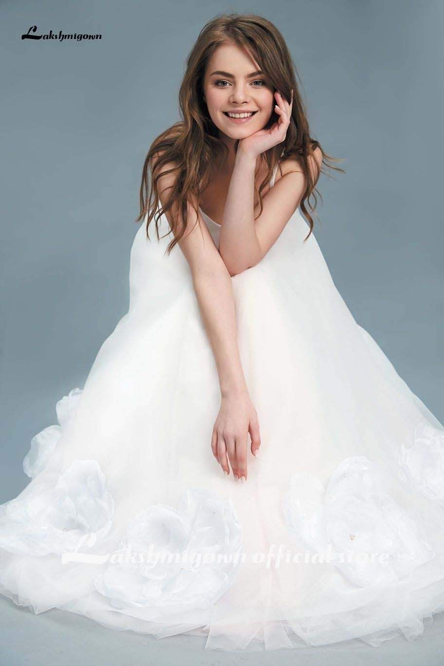 A line Flower Wedding Dresses Off Shoulder - ROYCEBRIDAL OFFICIAL STORE