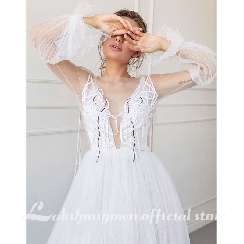 A-Line Wedding Dresses Strapless Lace Taffeta Tulle Sleeveless - ROYCEBRIDAL OFFICIAL STORE