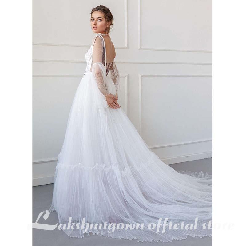 A-Line Wedding Dresses Strapless Lace Taffeta Tulle Sleeveless - ROYCEBRIDAL OFFICIAL STORE