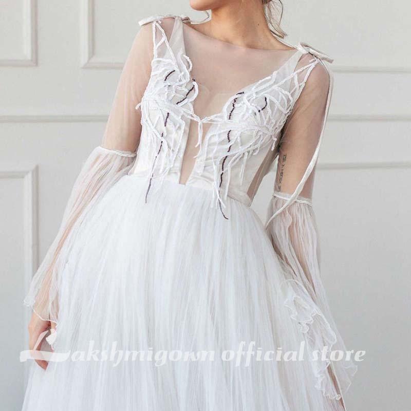 A-Line Wedding Dresses Strapless Lace Taffeta Tulle Sleeveless - ROYCEBRIDAL OFFICIAL STORE