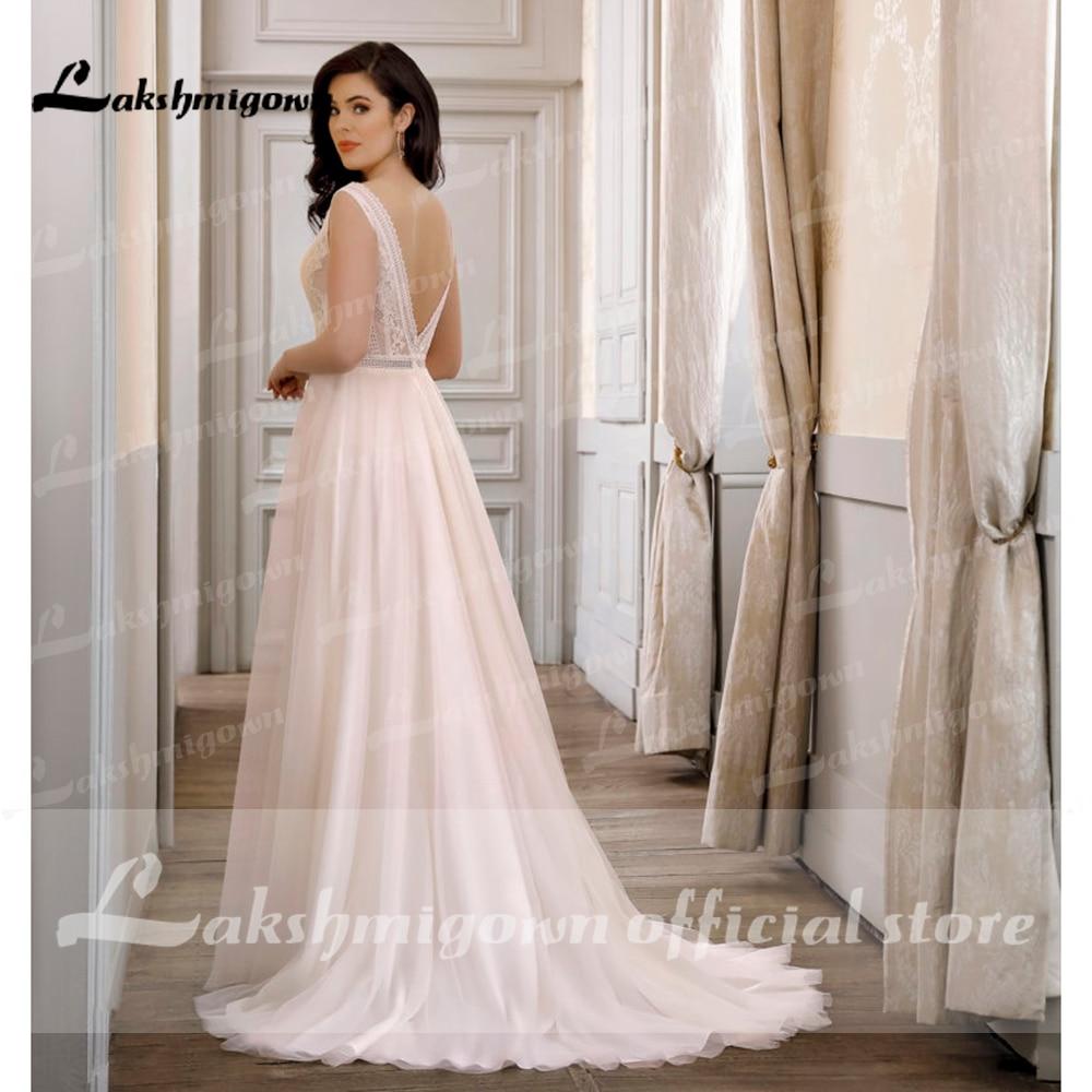 Backless Boho A Line Blush Pink Wedding Dress