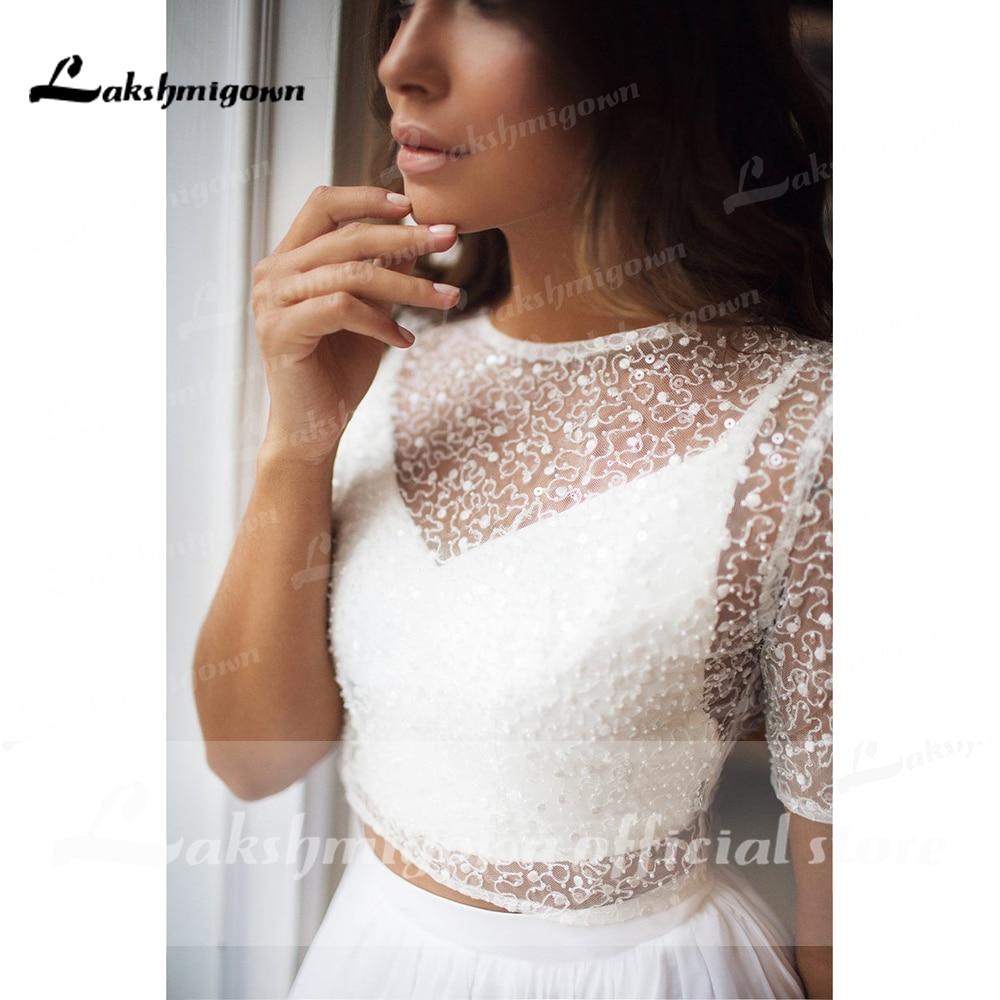 Backless Tulle Short Sleeve Lace Bow Wedding Dresses - ROYCEBRIDAL OFFICIAL STORE