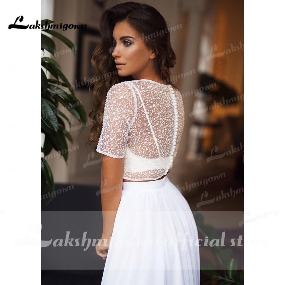 Backless Tulle Short Sleeve Lace Bow Wedding Dresses