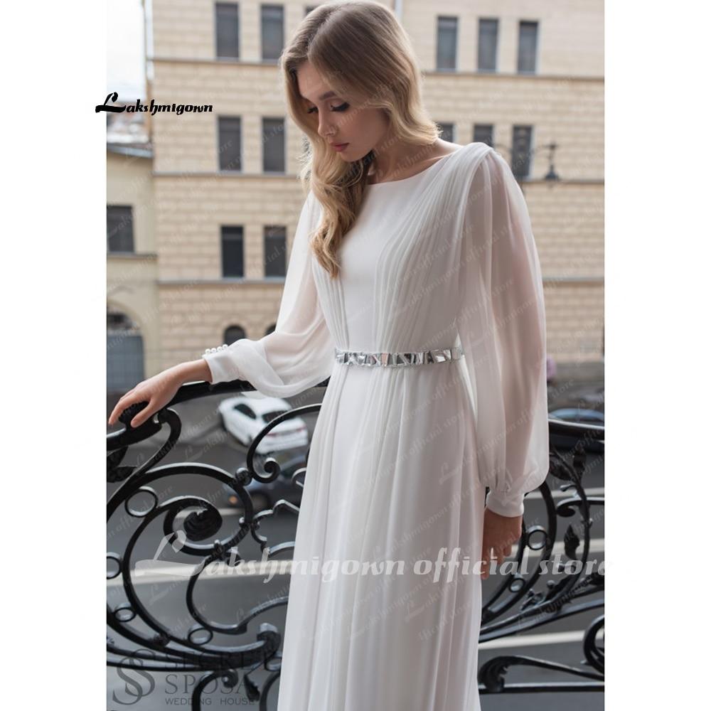Beach Wedding Dresses Full Sleeve Boho Bridal Gowns Chiffon - ROYCEBRIDAL OFFICIAL STORE