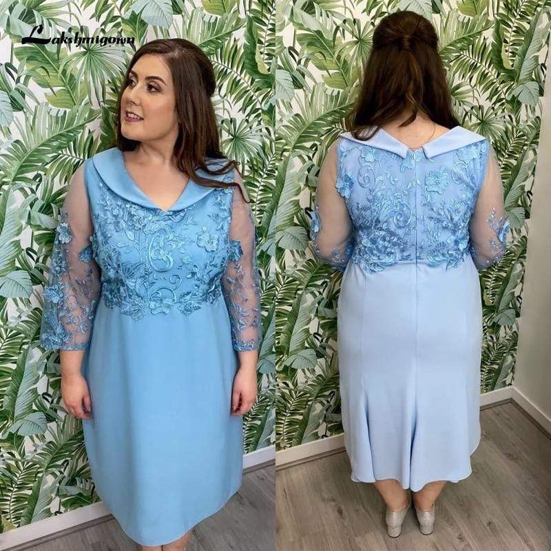 Blue Mother Of The Bride Dresses Chiffon A-line Long Sleeves