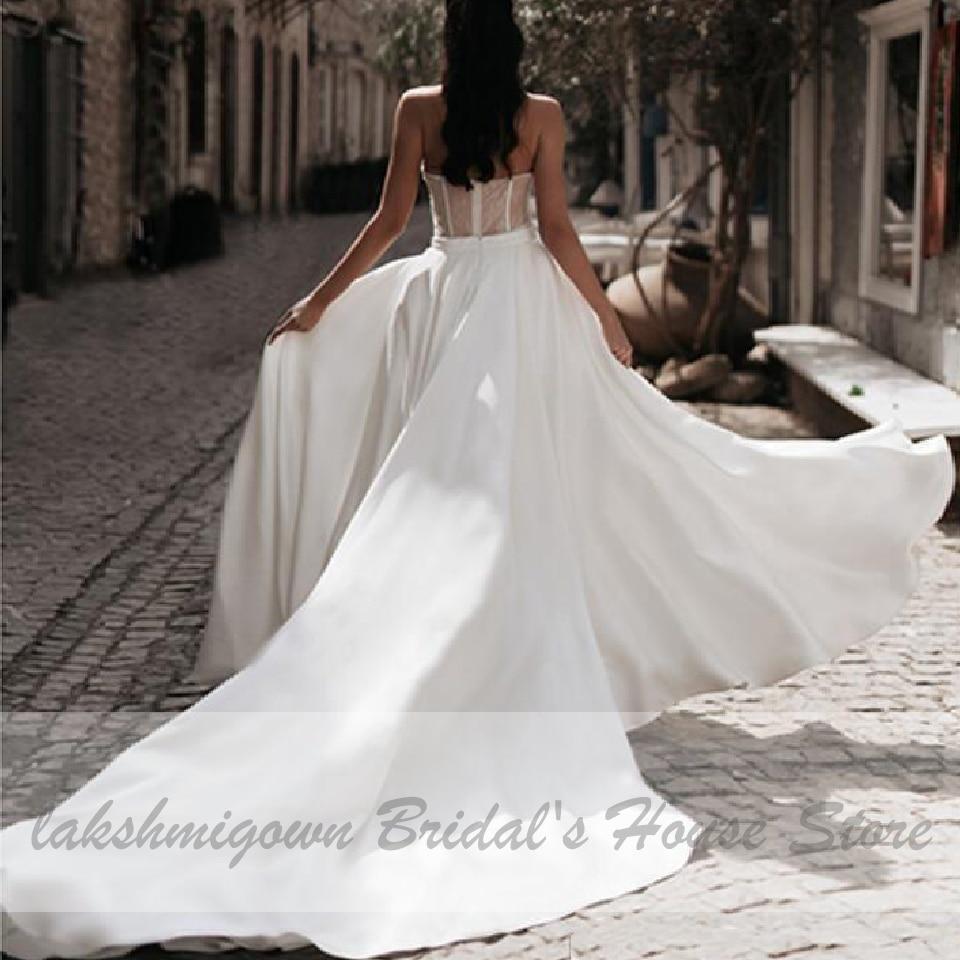 Bridal Dress Satin Wedding Jumpsuit Bohemian Sweetheart Off Shoulder