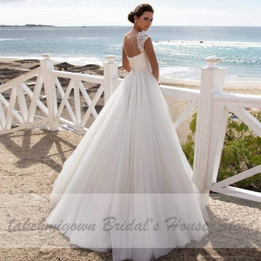 Bridal Gown Wedding Dress Lace Up Back Floor Length - ROYCEBRIDAL OFFICIAL STORE