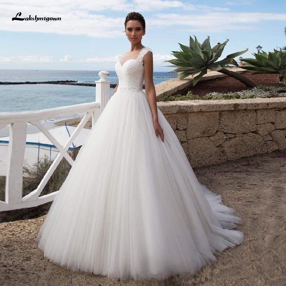 Bridal Gown Wedding Dress Lace Up Back Floor Length - ROYCEBRIDAL OFFICIAL STORE