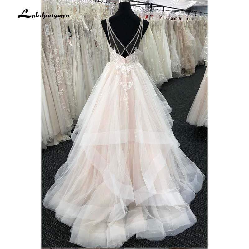 Sleeveless Bohemian Wedding Dress With Lace Bohemian Bridal Gown