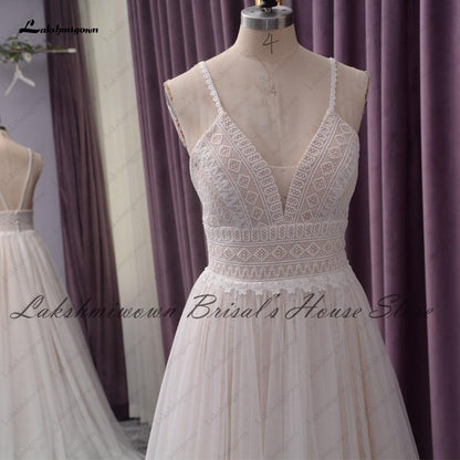 Wedding Dress Lace Bodice Elegant Bridal Dress - ROYCEBRIDAL OFFICIAL STORE